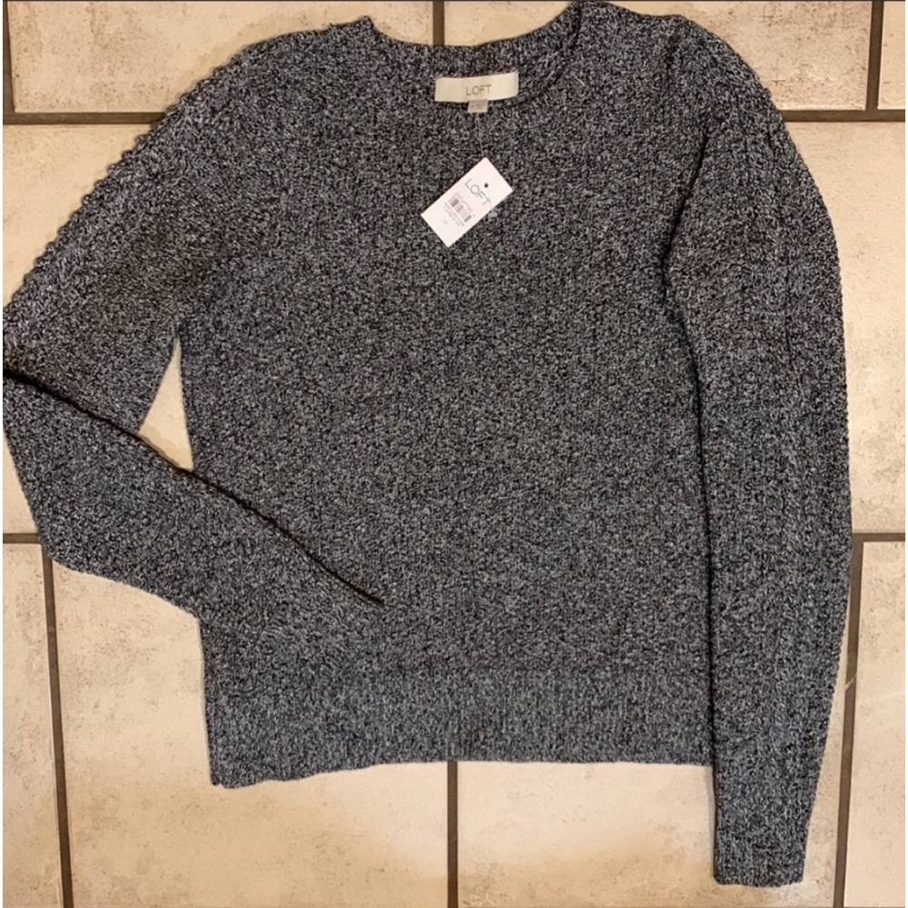 NWT The Loft Cable Knit Sweater Pebble Black Women Medium